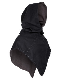 Mittelalterlicher Gugel Baumwollmodell Halaif, schwarz