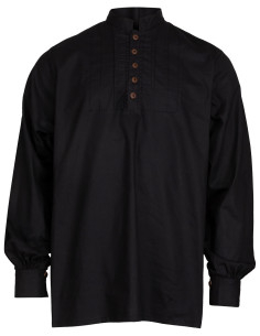 Middeleeuwse katoenen shirt model Lucious, zwarte kleur