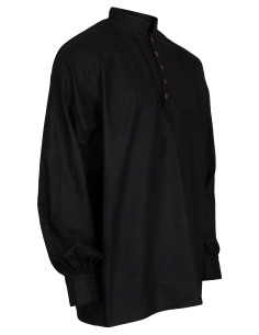 Middeleeuwse katoenen shirt model Lucious, zwarte kleur 2