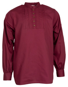 Camisa medieval algodón modelo Lucious, color burdeos