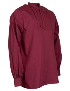Middelalder skjorte i bomuld, model Lucious, farve bordeaux 2