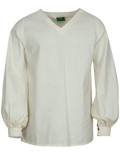 Túnica medieval básica hombre en algodón, blanco natural