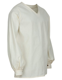 Túnica medieval básica hombre en algodón, blanco natural 2