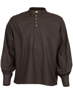 Middeleeuwse katoenen shirt model Bartold, kleur zwart
