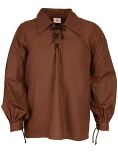 Camisa medieval algodón modelo Sawyer, color marrón claro