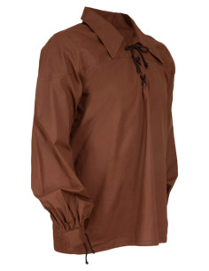 Middeleeuwse katoen shirt model Sawyer, lichtbruin 2