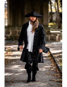 Hugo driehoekige piratenhoed in wol, zwart