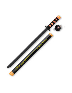 Houten wakizashi van het merk Tole10, zwarte schede
