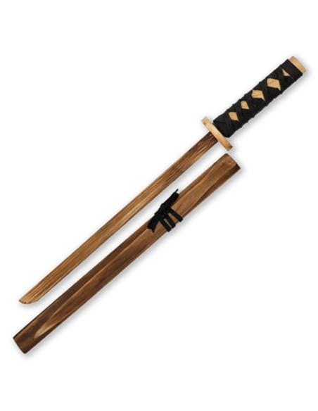 Tole10 træ wakizashi, træskede