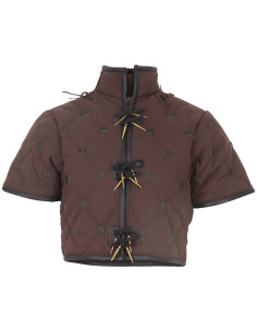 Middeleeuwse gambeson van katoen model Kovira, kleur bruin