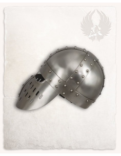 Mittelalterlicher Helm aus poliertem Stahl Modell Peter 2
