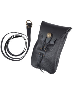 Middeleeuwse Keltische krijgershandtas met riem - Zwart 2