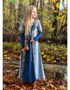 Vestido Medieval niña Leonor en manga larga, azul