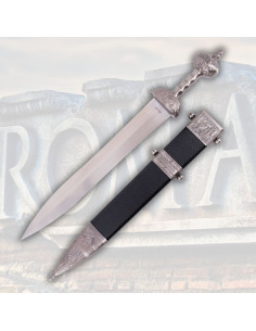 Romersk sværd Gladius sort dekoreret skede, nikkel