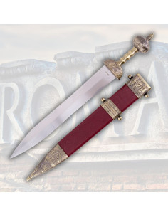 Romeinse zwaard Gladius zwarte versierde schede, bronzen afwerking