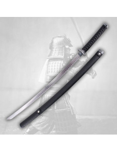 Decoratieve katana met zwarte schede, inclusief standaard
