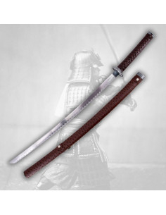 Decoratieve katana met rode schede, met standaard