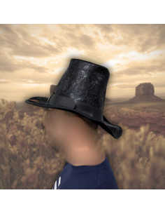 Sombrero de copa alta en cuero negro 2