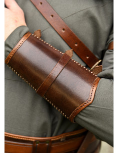 Brazalete vikingo cuero con hebillas modelo Arnulf, color...