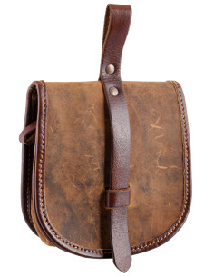 Middeleeuwse leren tas model Sindri, kleur bruin
