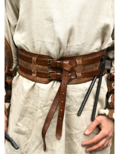 Doppeltes Leder-Mittelalter-Gürtel Modell Sindri, braune... 2