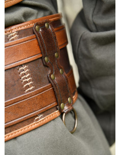 Dubbele leren middeleeuwse riem model Arnulf, kleur bruin 2