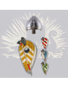 Pack niños vikingos: escudo lagrima, hacha y casco
