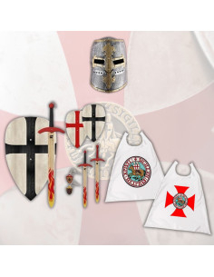 Pack Kinder Ritter Templer: Schwert, Schild, Helm und Umhang