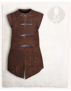 Lang middelaldervest i ruskind model Garen, brun farve
