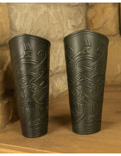 Middeleeuwse leren armbanden model Ragnarok, kleur groen