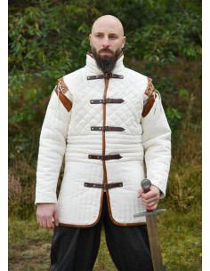 Middeleeuwse gambeson met afneembare mouwen, natuurlijke...