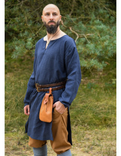 Lange Viking-tunika van linnen, donkerblauwe kleur 2