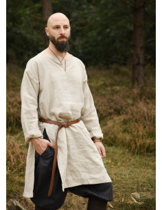 Lange vikingen tuniek van linnen, natuurlijke kleur 2