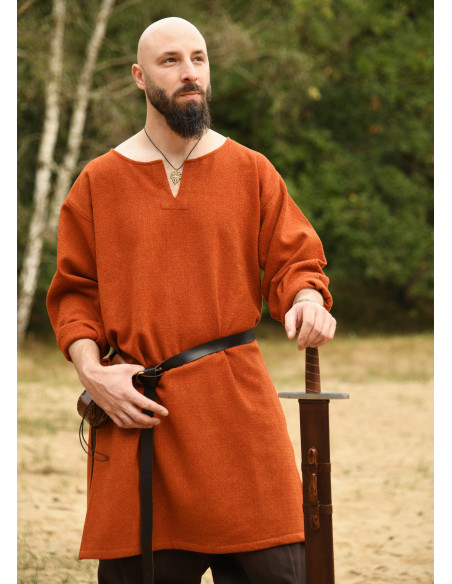 Lange vikingen tuniek van wol, oranje