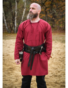 Túnica vikinga algodón modelo Viborg, color rojo