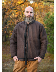 Middeleeuwse gewatteerde gambeson, kleur bruin