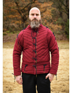 Middeleeuwse gewatteerde gambeson, kleur rood