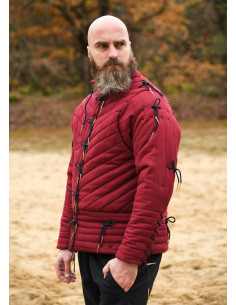 Middeleeuwse gewatteerde gambeson, kleur rood 2