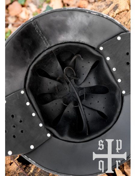 Casco medieval Kettle siglo XIV acero...