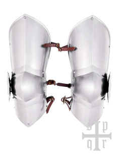 Protectores medievales en acero para rodilla y pierna...
