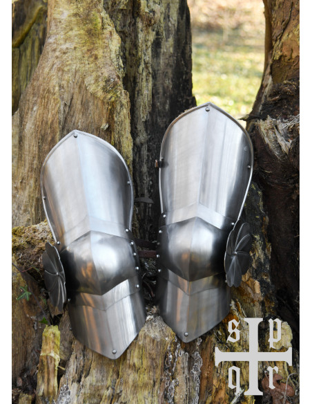 Medievale stålvagter til knæ og overben