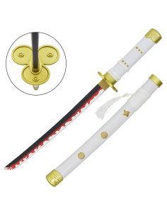 Katana blanca bambú en miniatura Enma negra de Zoro - One...