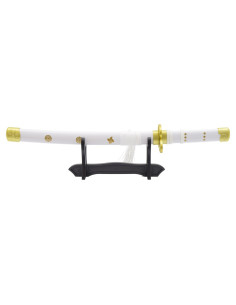 Katana blanca bambú en miniatura Enma negra de Zoro - One... 2