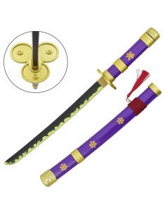 Katana morada bambú en miniatura Enma negra de Zoro - One...