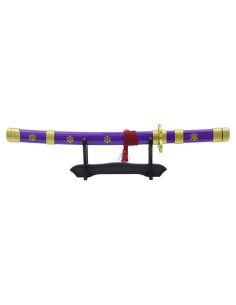 Katana morada bambú en miniatura Enma negra de Zoro - One... 2