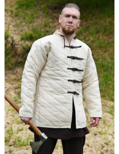 Gepolsterter Gambeson mit Schnallen, naturfarben