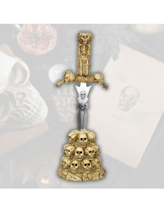 Decoratieve dolk met schedelstandaard (38 cm.)