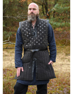 Medieval ærmeløs gambesón dekoreret, sort
