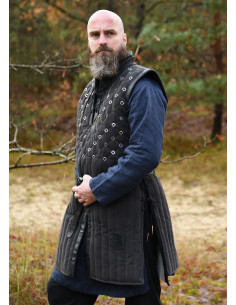 Medieval ærmeløs gambesón dekoreret, sort 2