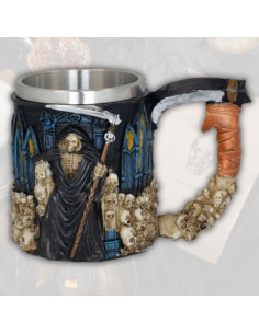 Gothisk resin krus Døden med Lejekniven (11,5 cm.)